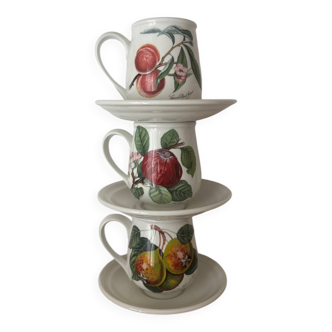 Set of 3 cups and saucers Portmeirion Pomona
