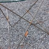 Florent Lasbleiz vintage coffee table in glass and metal