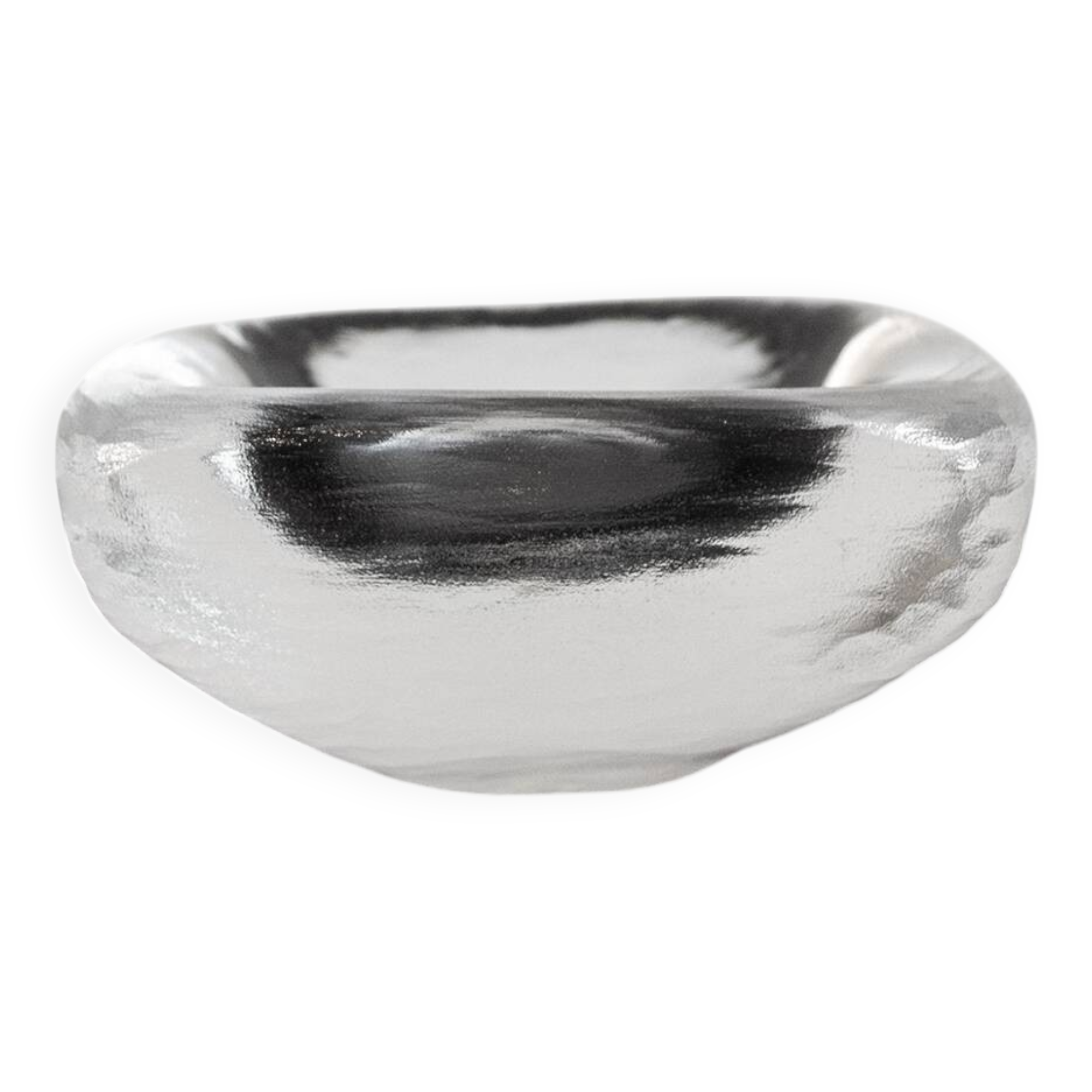 Centre de table en verre transparent lourd Orrefors Suède années 1960