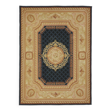 Handmade European Vintage Aubusson Kilim 274 cm x 375 cm