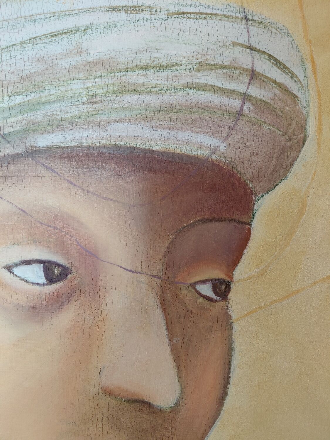 Grand Tableau Tempera (90x90) - Detail of Masaccio - signed F. Leblon