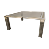 Table basse vintage en chrome et laiton années 1970
