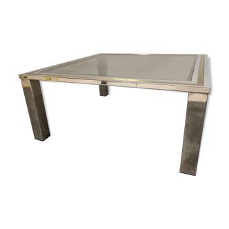 Vintage chrome and brass coffee table, 1970s
