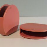 Set of 2 pink ceramic vases, Memphis style 1980s