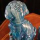 Pair of Foo dog bookends in turquoise glazed ceramic, Manises