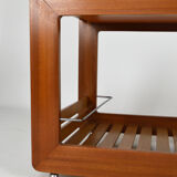 Scandinavian teak serving table with mirror tray, 70s