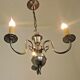 Vintage french 3 light silver brushed satin flemish chandelier