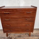 Chest of drawers compass feet in teak 1960 vintage