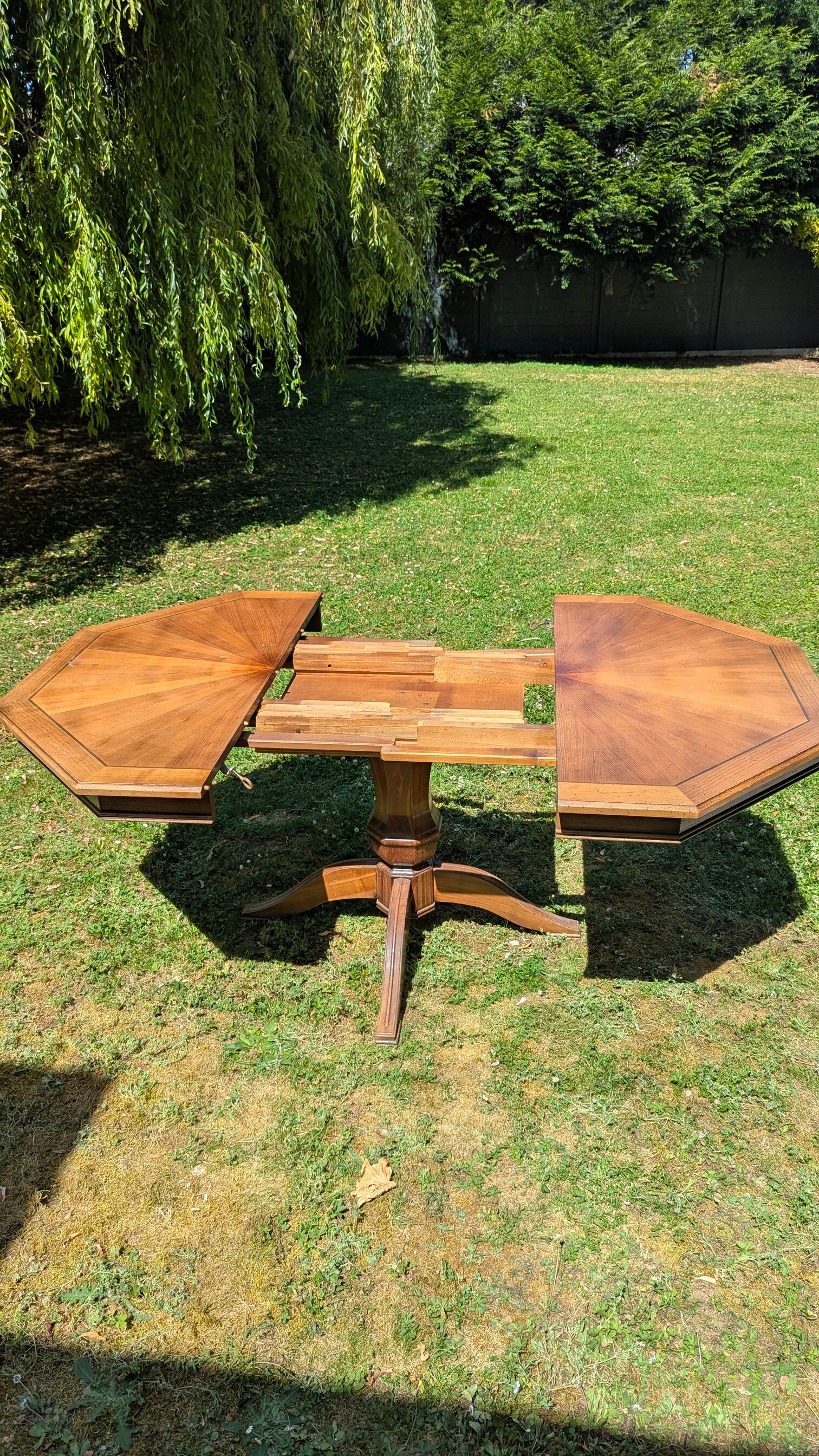 Table de salle à manger octogonale extensible en bois
