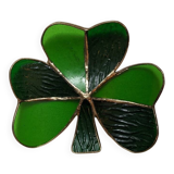 Handcrafted green clover and brass trinket tray