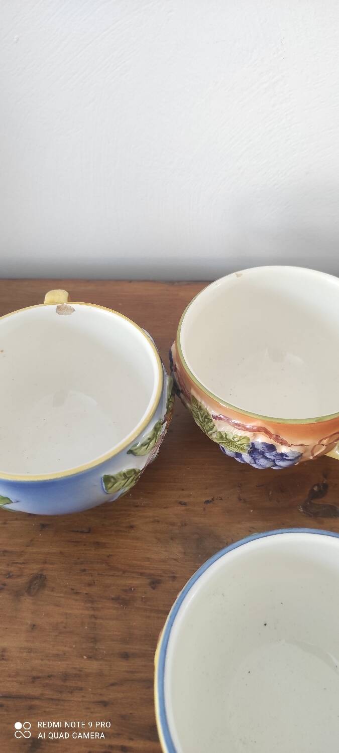 4 tasses en barbotine