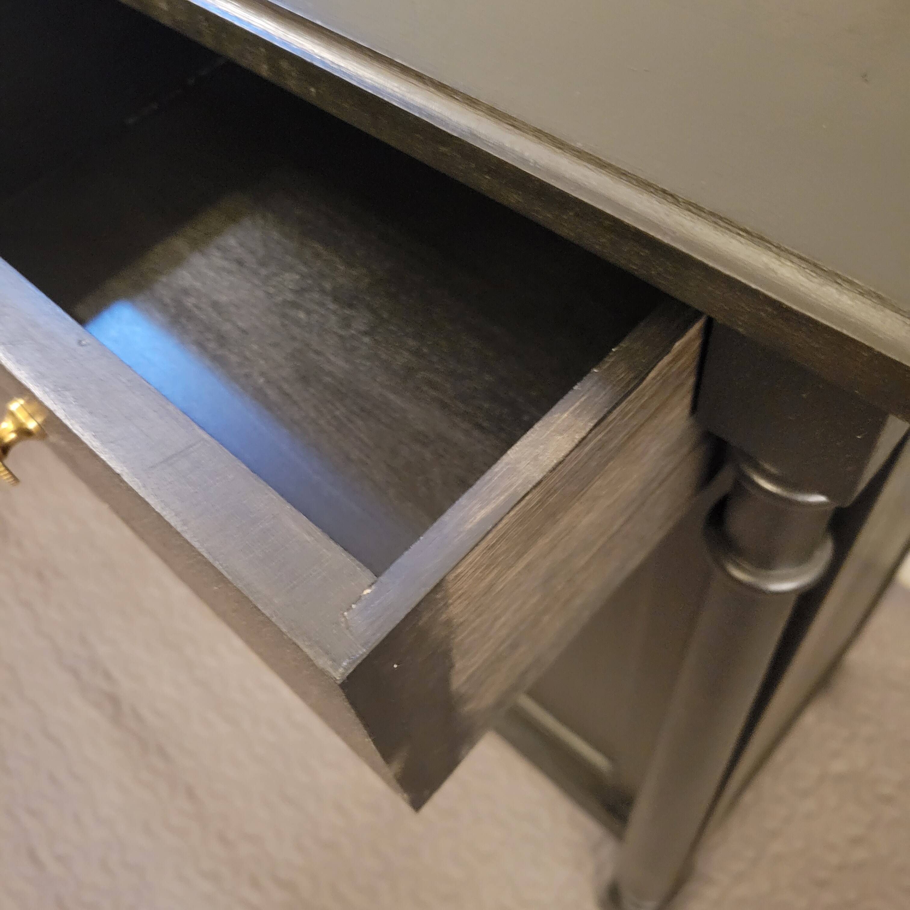 Pair of black patina bedside tables