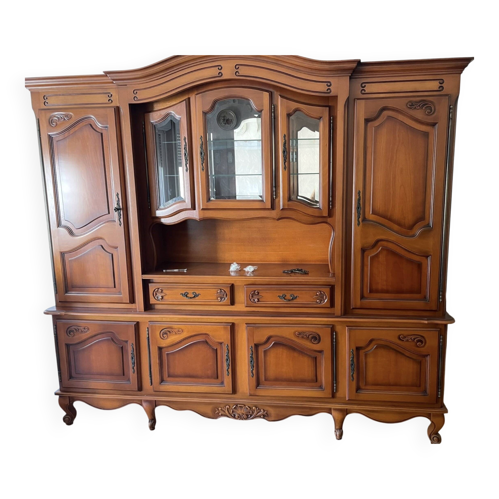 Buffet vaisselier style louis xv en merisier