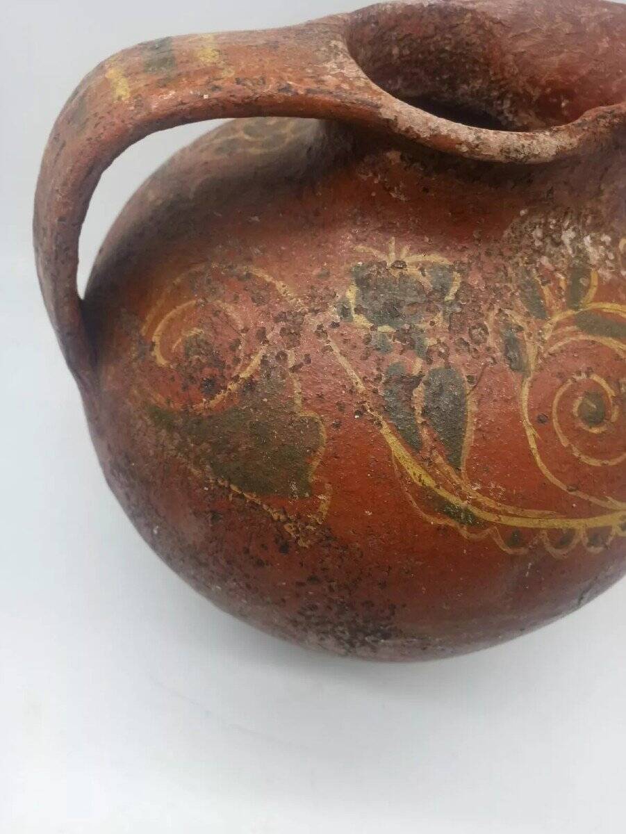Vase, pichet ancien en terre cuite vernissée, Toscane Italie XVIIème siècle