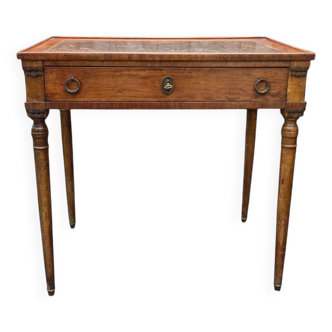 Bureau ancien en noyer et cuir de style Empire, XIXe siècle