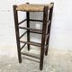 Tabouret haut en bois et paille