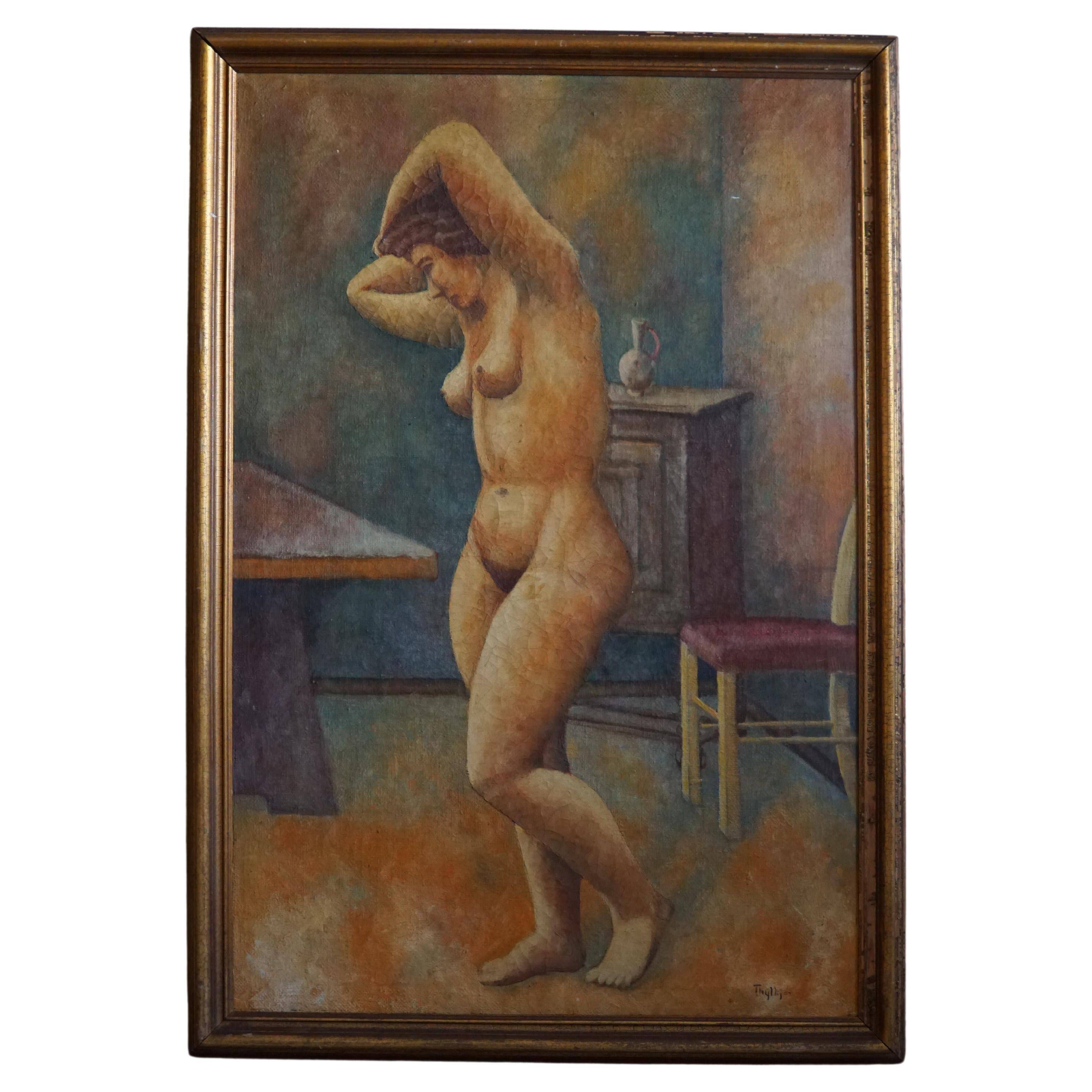 Large oil painting on canvas, unknown Danish artist, late 1800s.