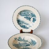 Set of 3 mismatched Iron Earth soup plates L&G Buffon model 19th century