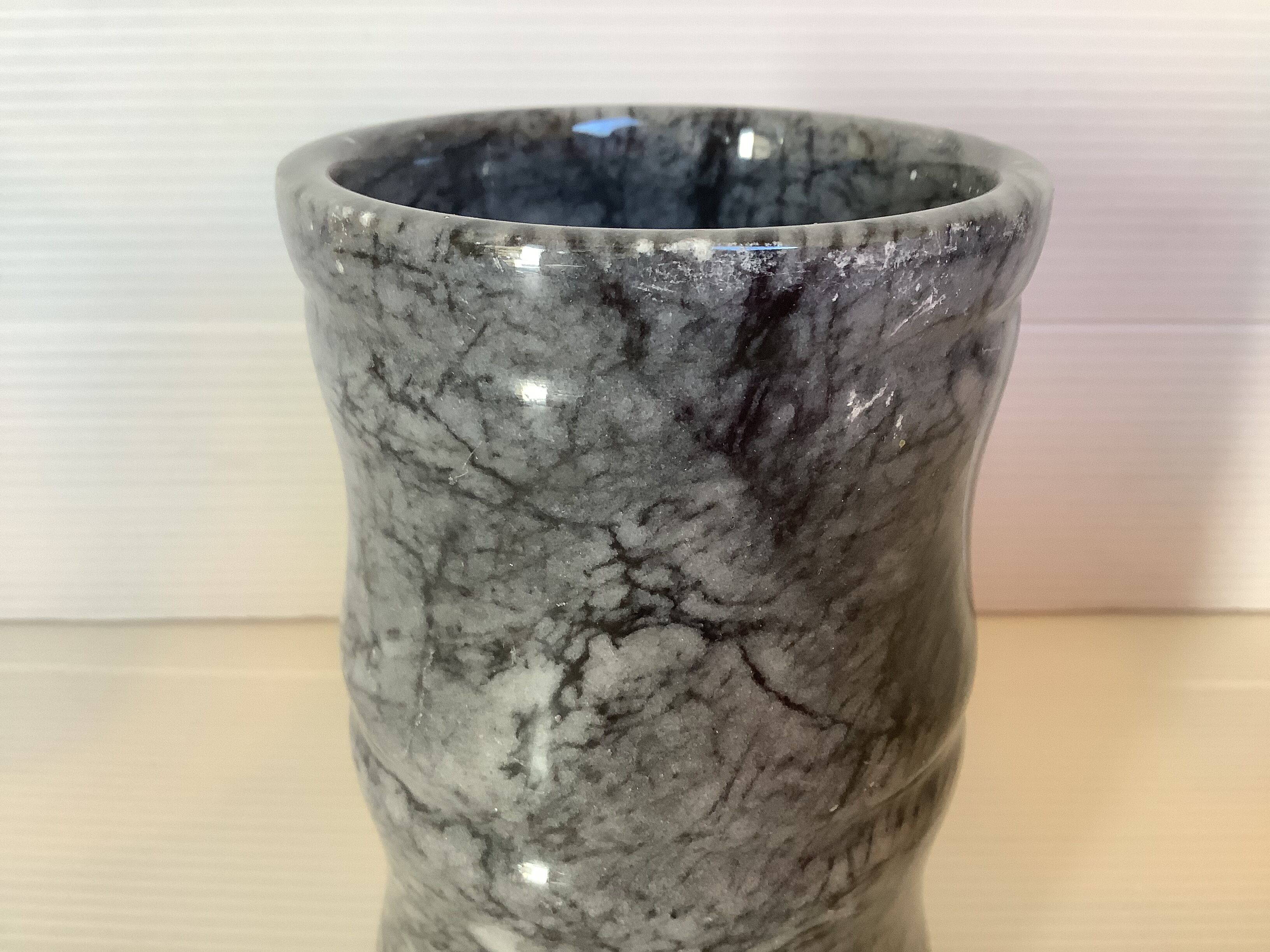 Grey black marble pencil pot vase