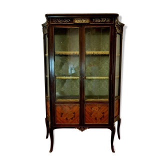 Two-door Napoleon III marquetry and bronze 20th century display