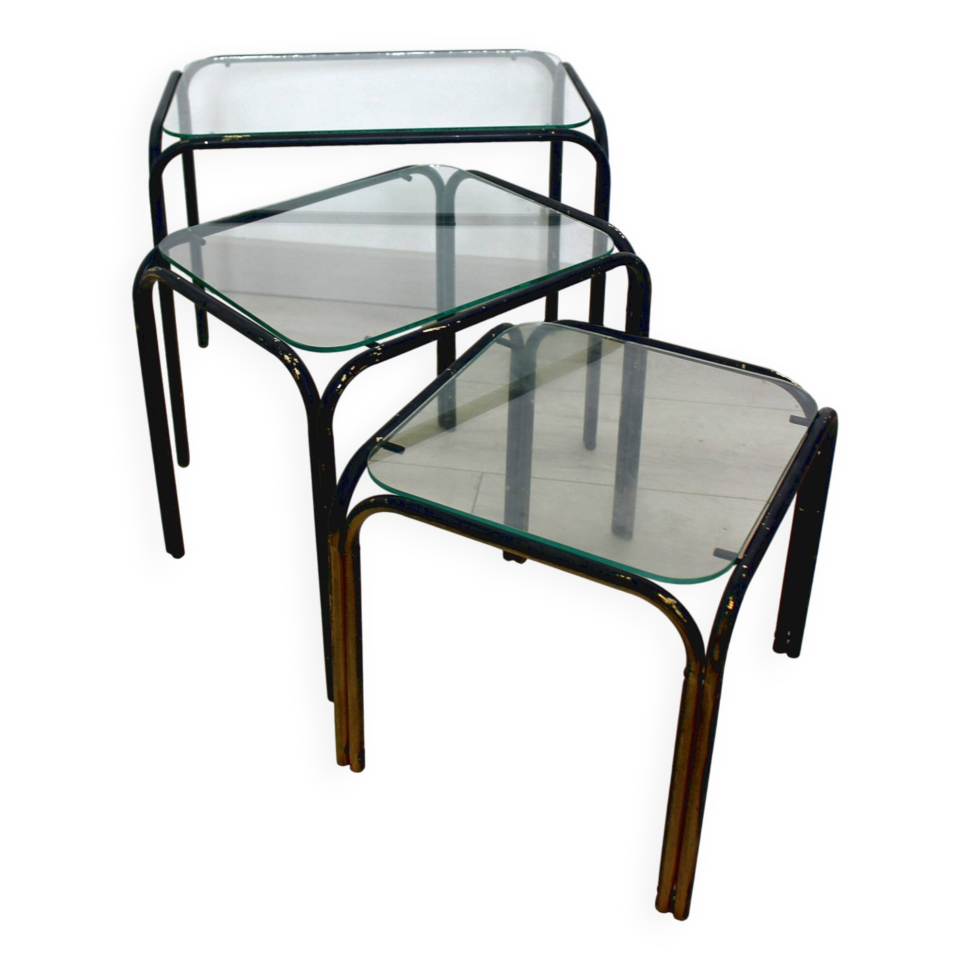 3 Vintage 1970s Nesting Glass Tables