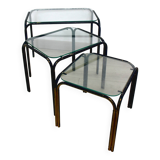 3 Vintage 1970s Nesting Glass Tables