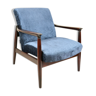 Vintage blue navy armchair by Edmund Homa, 1970s