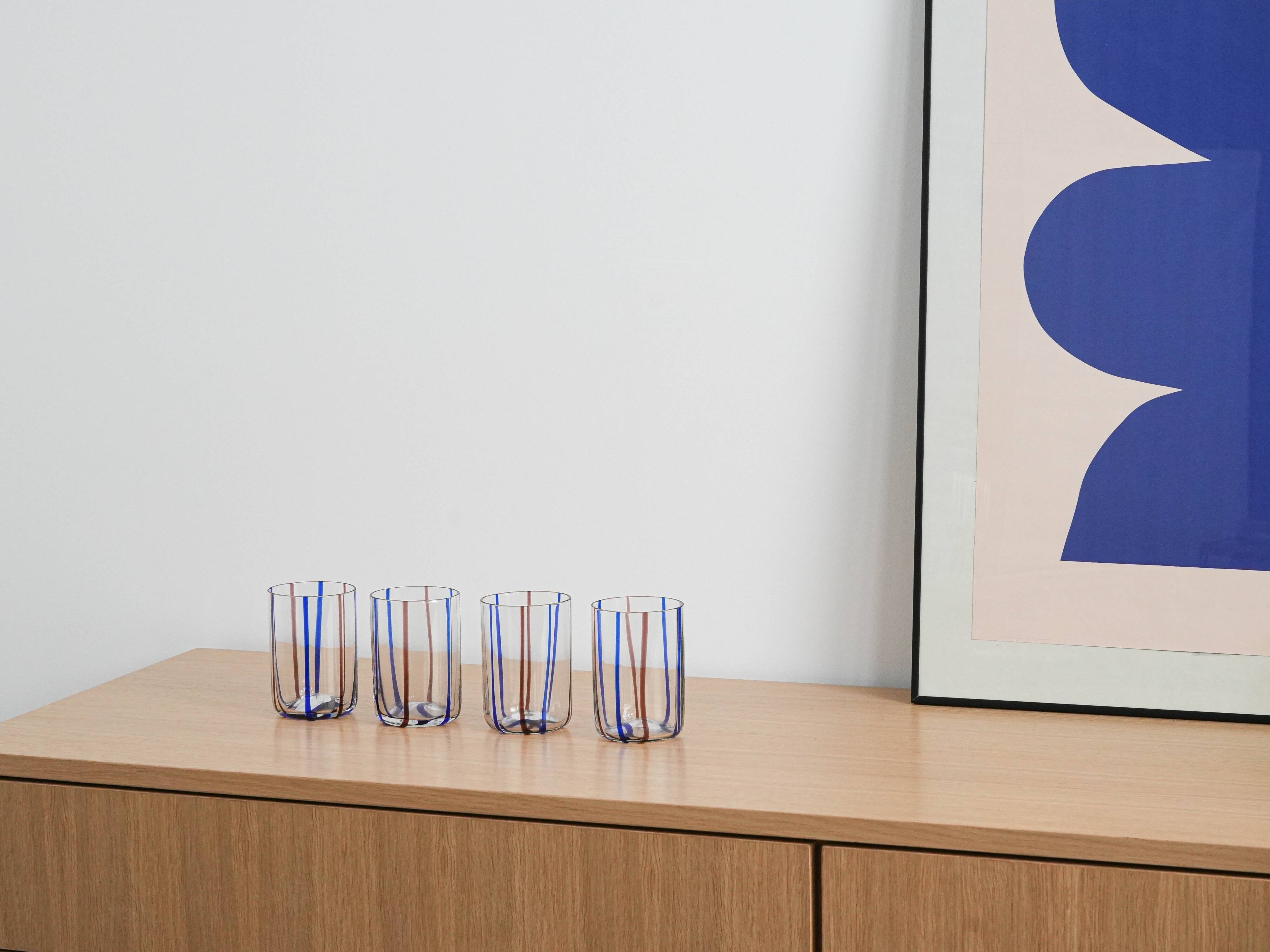 Set of four glasses, Italian design, 1970s, made in Italy