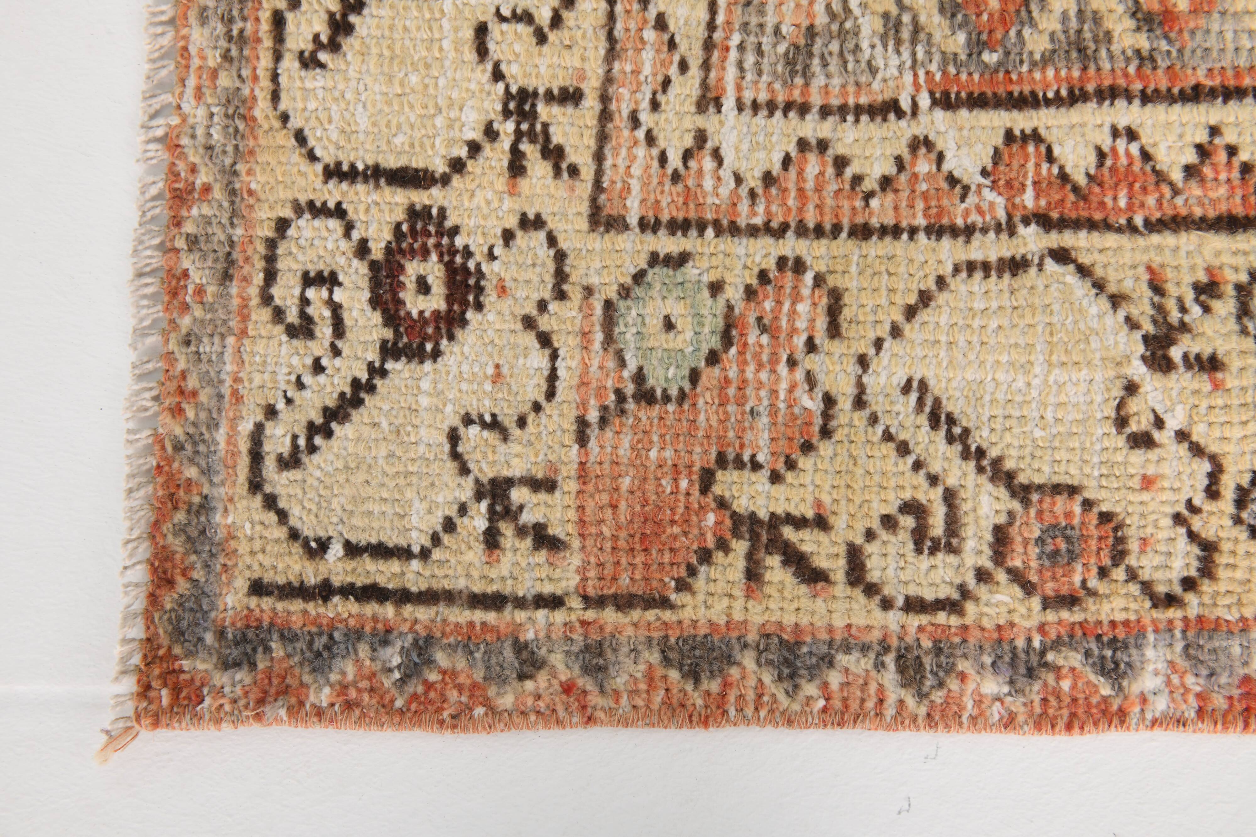 Red & Cream Vintage Persian Runner Rug, 86x265Cm