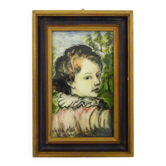 Christian MAHE decorator Portrait ceramic plaque