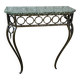 Console in wrought and hammered iron and green marble