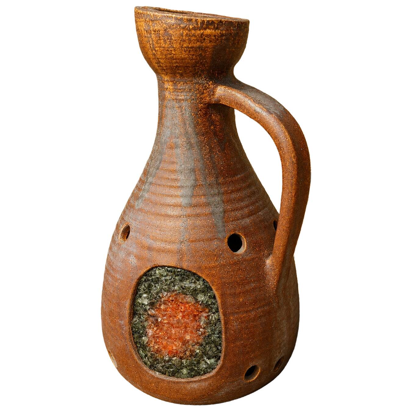 Ceramic lamp with enamel and glass inclusions