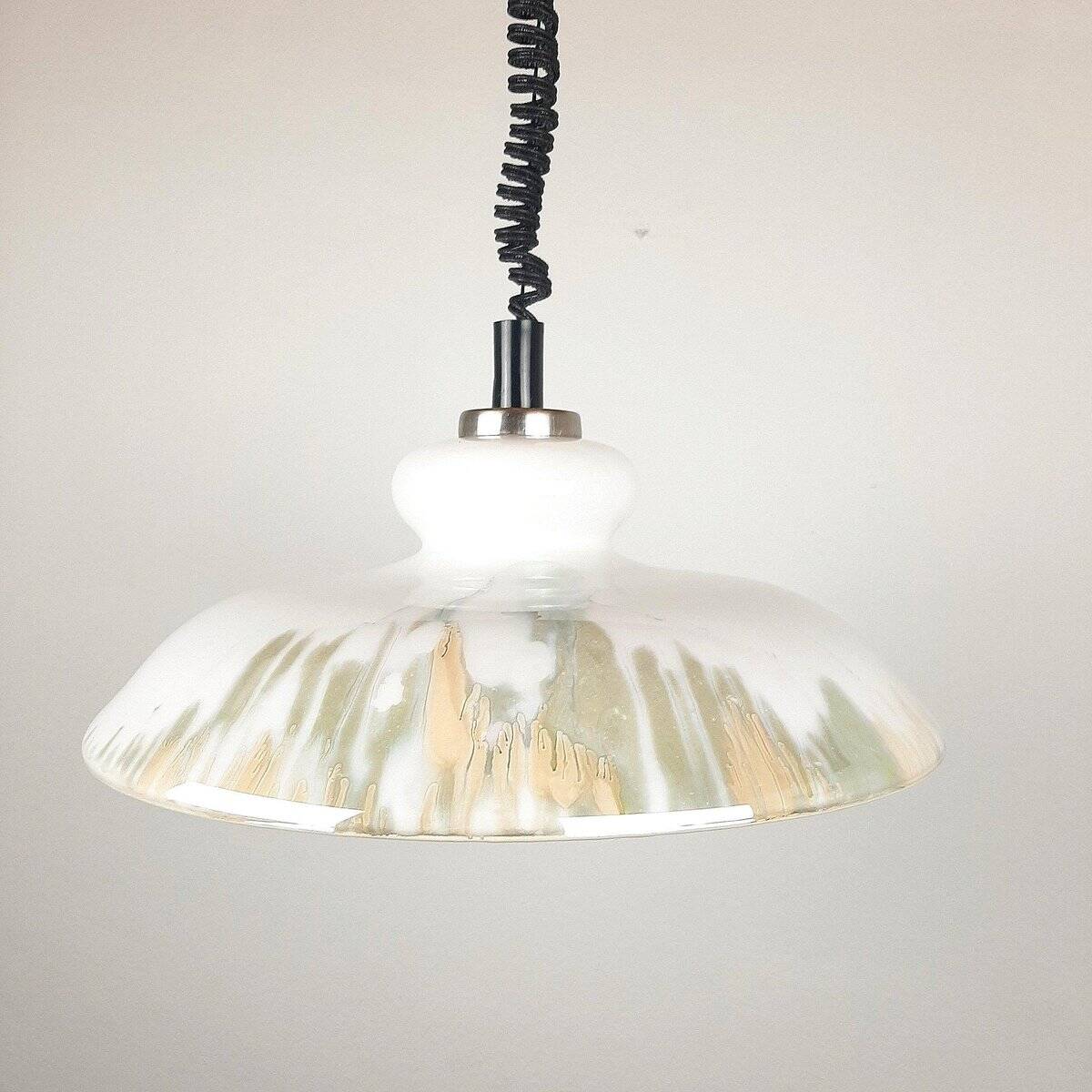 White glass pendant lamp, 1970s