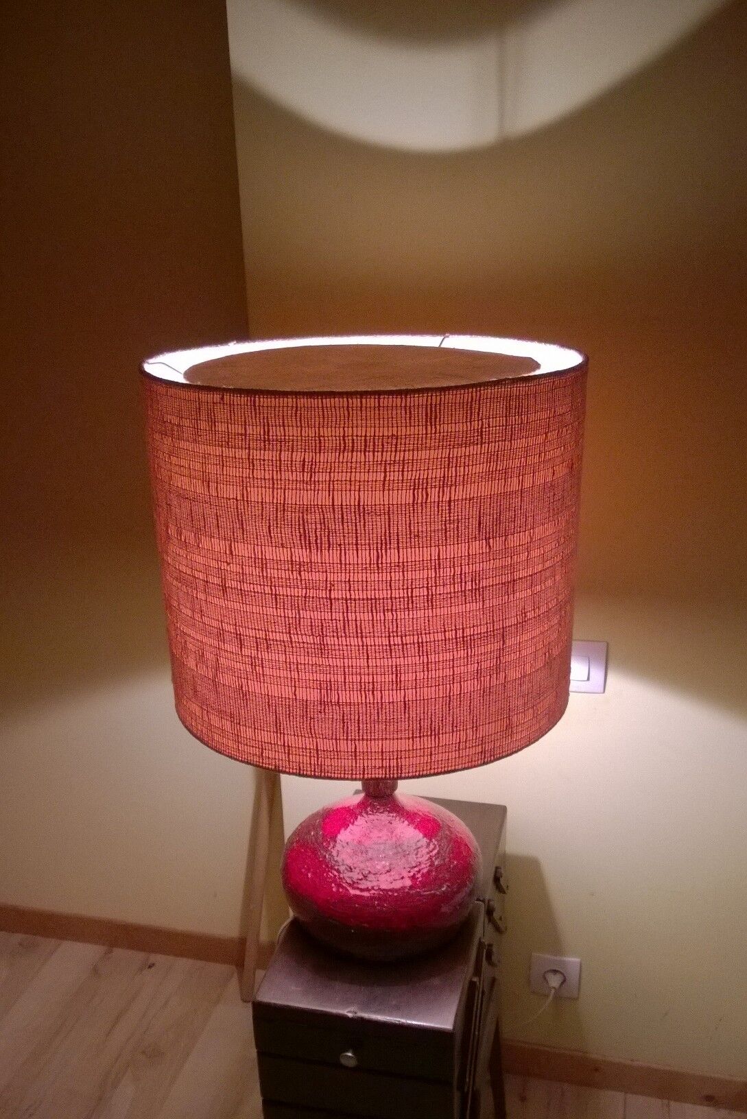 Ceramic lamp and teak by Krosselbach 1970