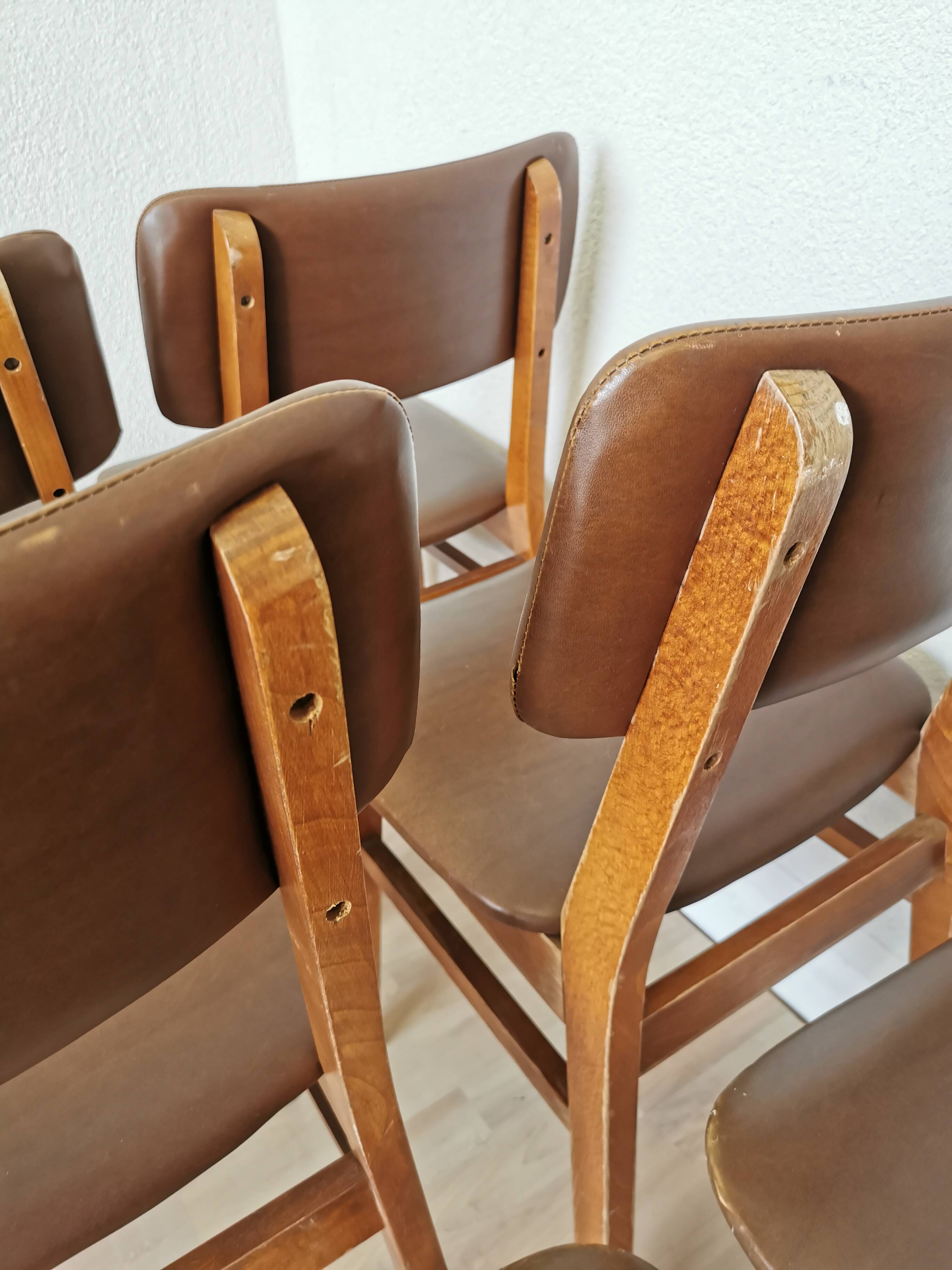 Vintage STOL Kamnik Dining Chair: 1970s Yugoslavian Mid-Century Leather Bis