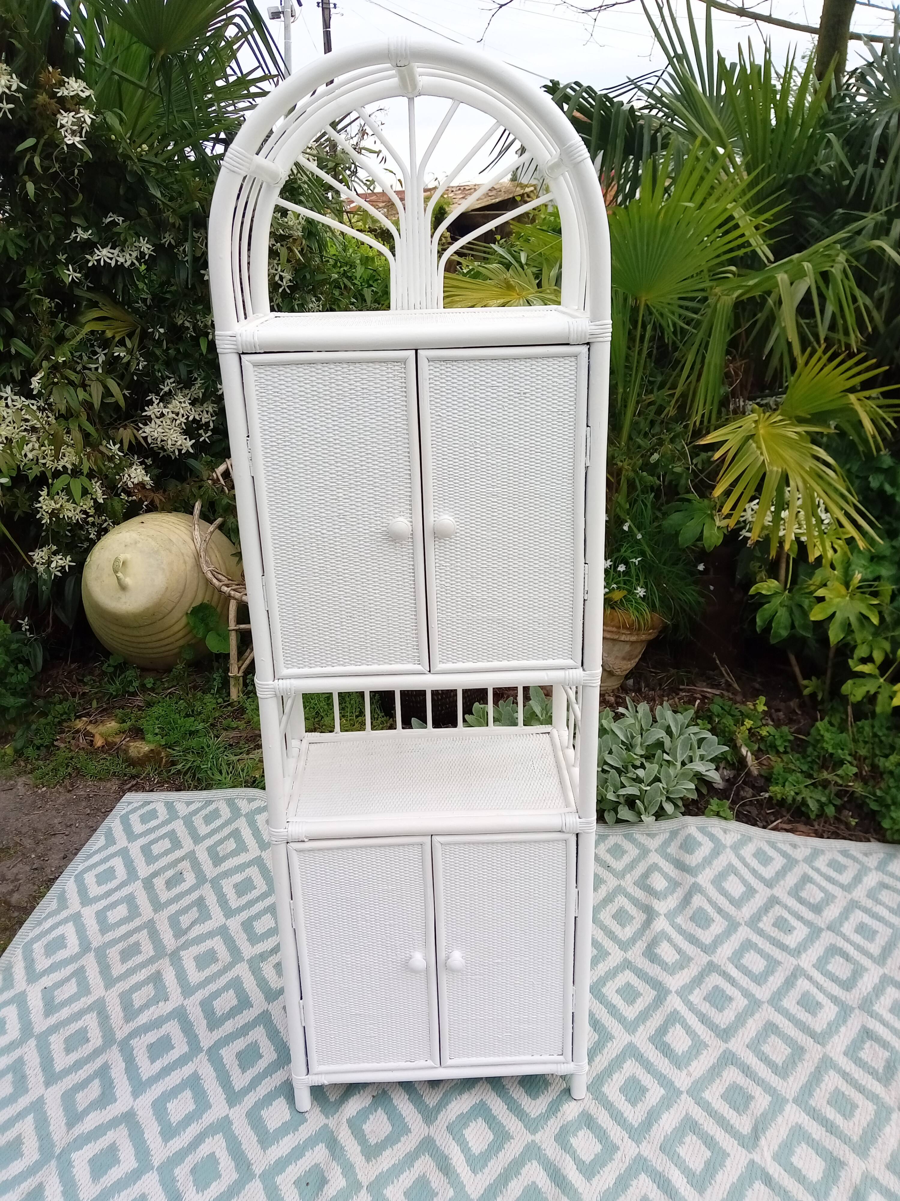 White rattan shelf