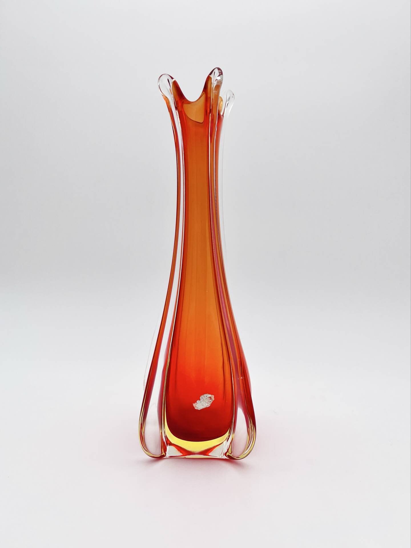Murano Vase - Ouraline - Sommerso - Red & Yellow - 28cm