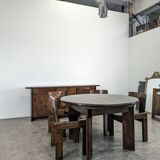 Set of 4 solid pine chairs by Silvio Coppola.