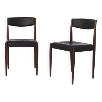 2 sur 6 chaises vintage, allemagne des années 1960, palissandre et cuir