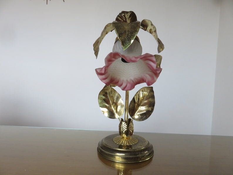 Lamp " flower " in gold metal 70s