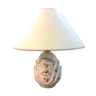 Old Moustiers ceramic lamp with white lamp shade