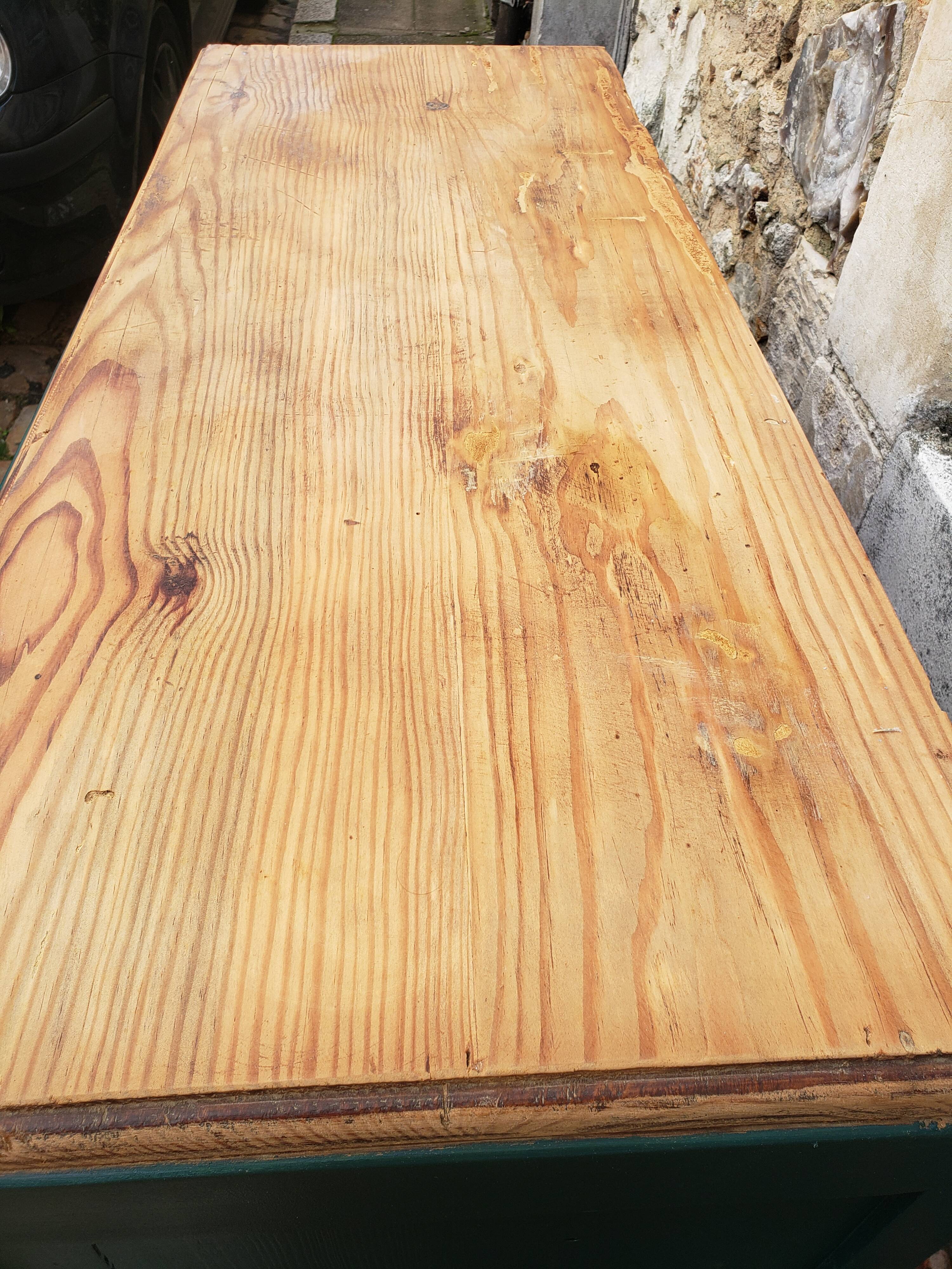 Deep turquoise and wood vintage dresser