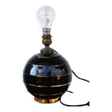 Black Sphere Table Lamp in the style of Jacques Adnet