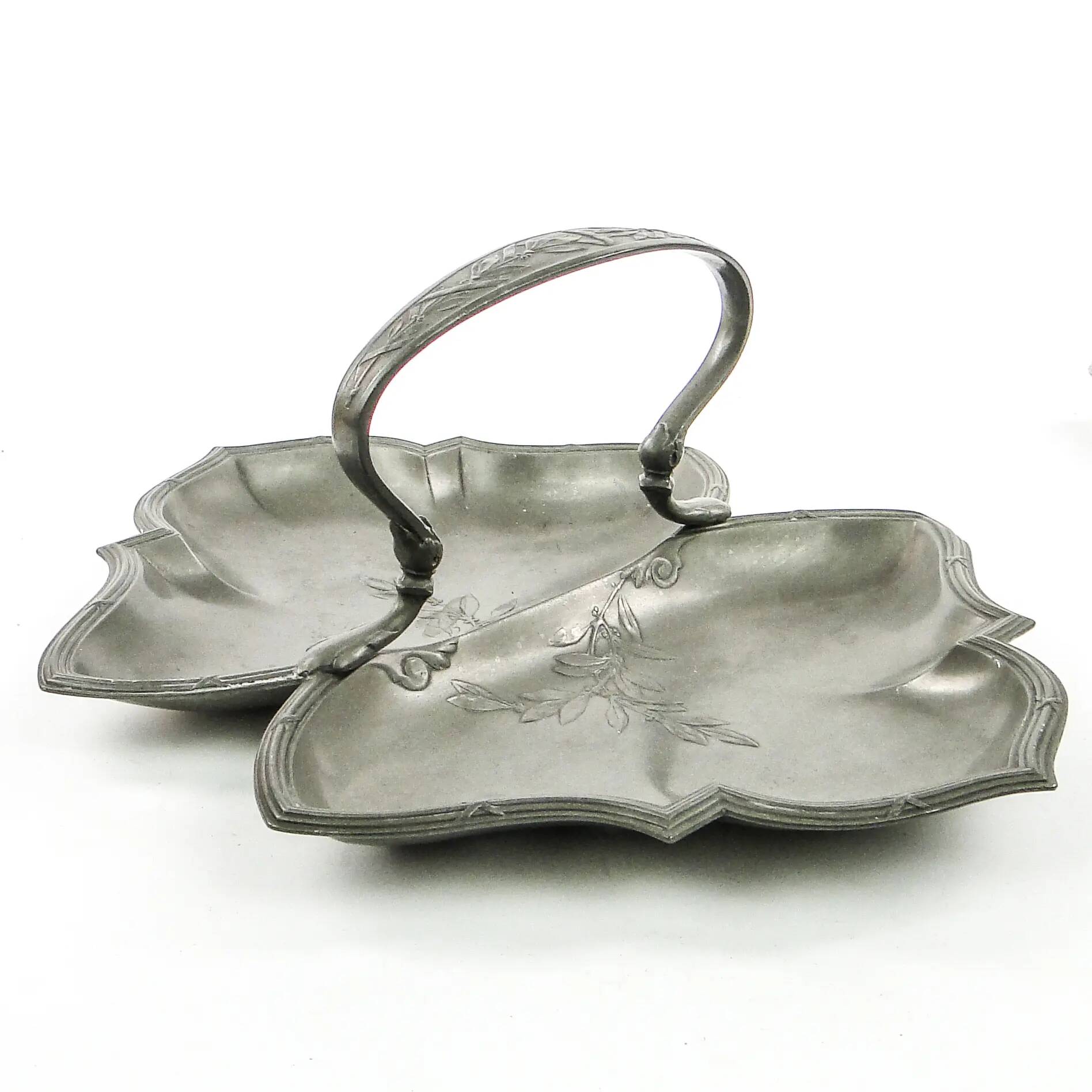 Art Nouveau appetiser cabaret, pewter, Germany, early 20th century