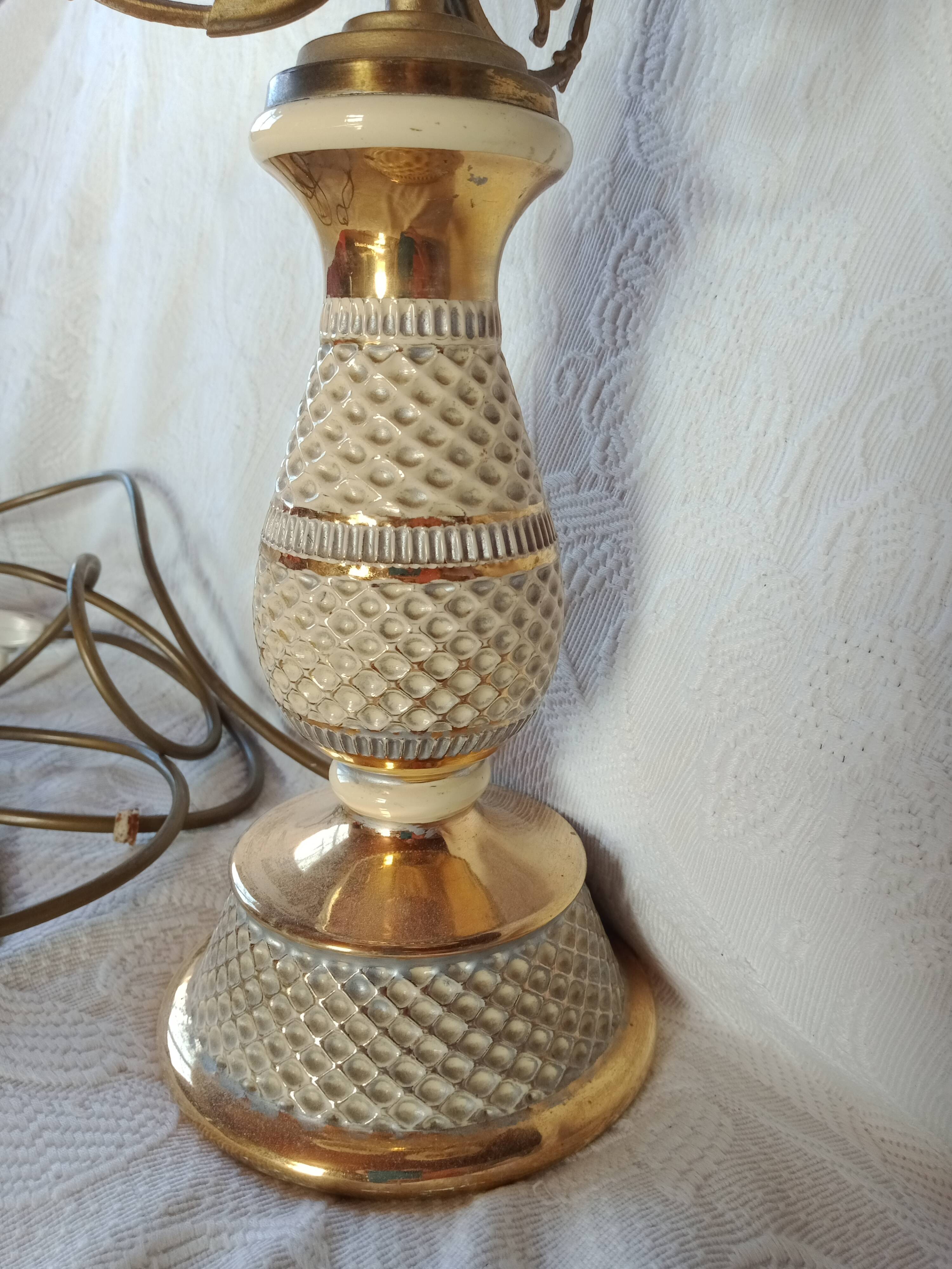 Florentine - baroque lamp ceramic brass metal topped with 3 glass tulips