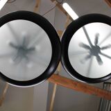 Pair of large Bauhaus "UFO" pendant lights by Josef Hurka for Napako, 1940s