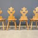 Chaises tiroliennes vintage rustiques, années 1960