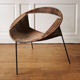 Rush rattan armchair, designed by Maurizio Tempestini for Rima, 1960