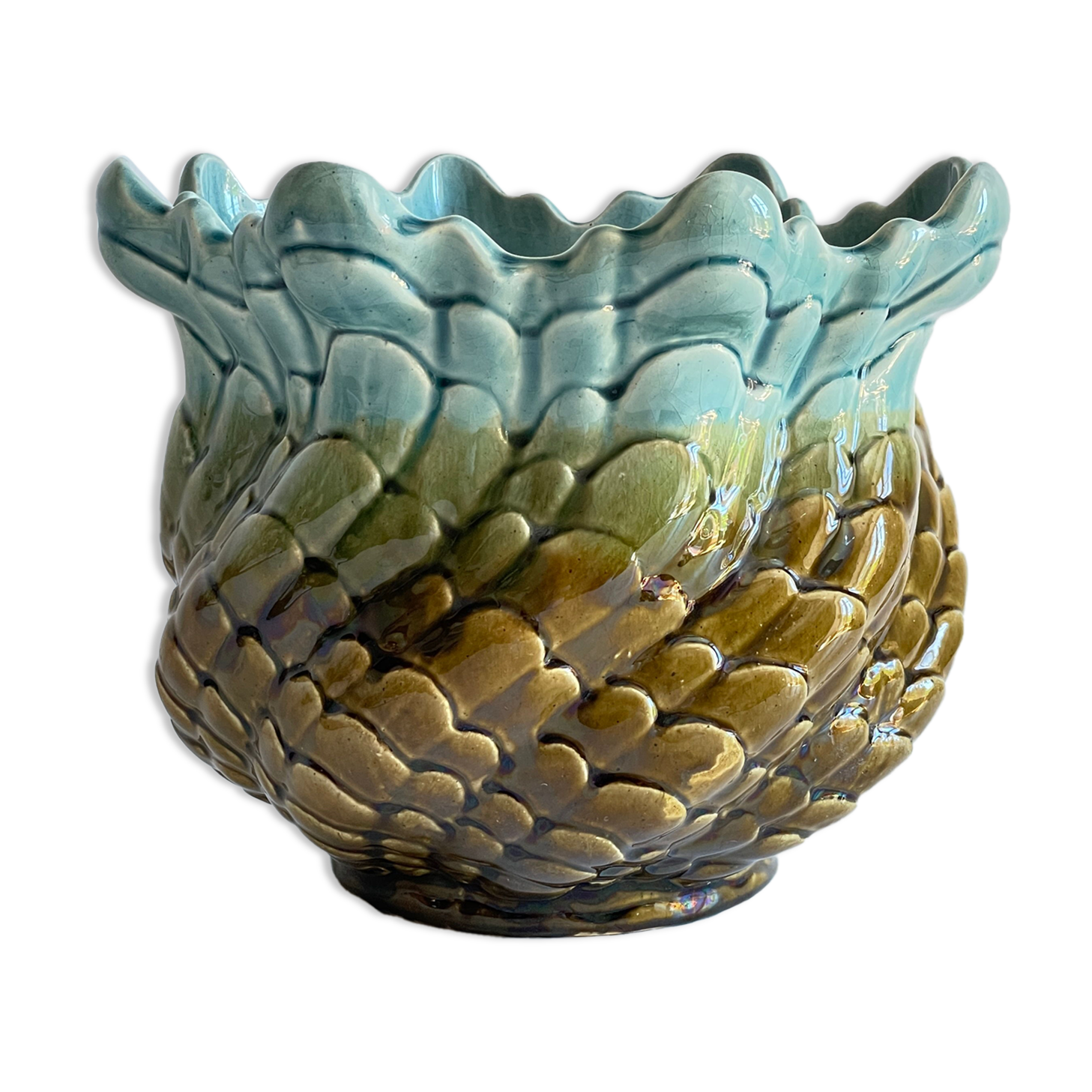 Pot cover slurry in ceramic enamelled vintage