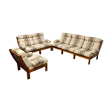 Set de salon vintage des années 70 en teck 6 pièces